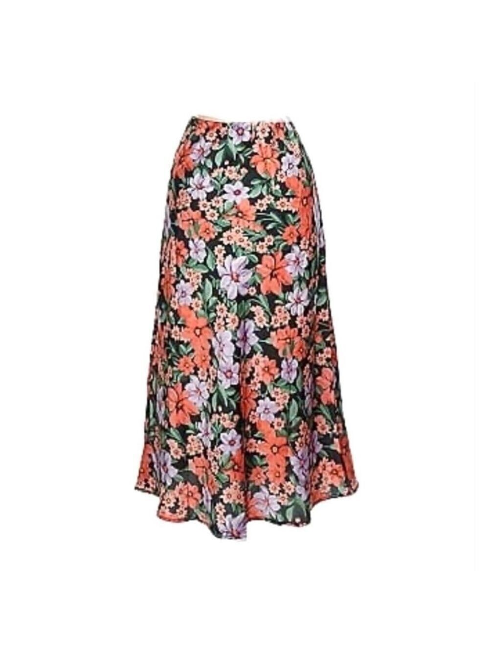 Anthropologie Abel the Label Cassidy Floral Satin Boho Midi Skirt M